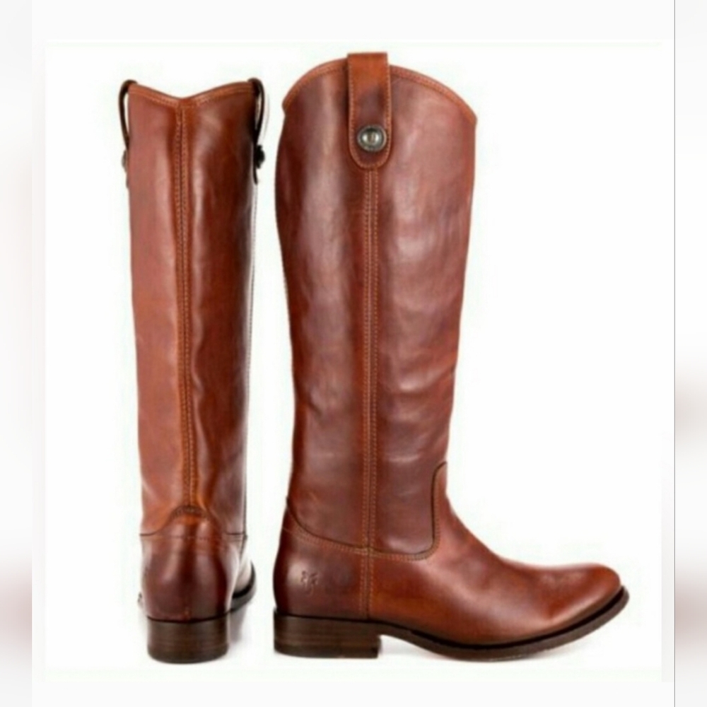 Frye Melissa Brown Leather Knee-High Riding Boots